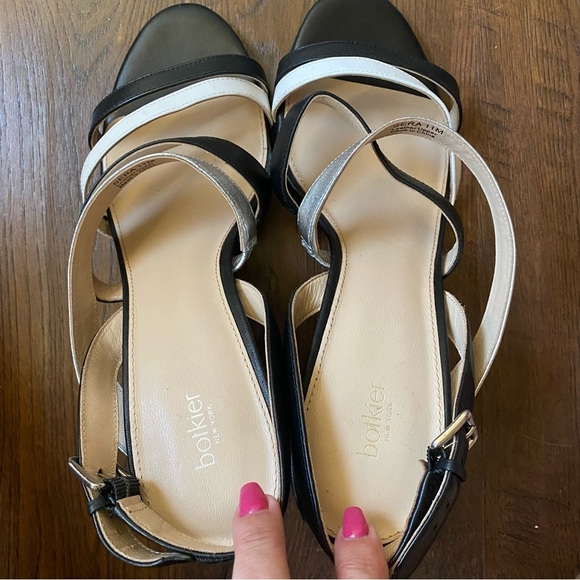 Botkier Sera Caged Black Leather Chunky Edgy Strappy Slingback Sandal Heel SZ 11 - Picture 10 of 14